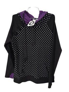 Rogue Society Hoodie Size XL Long Sleeve Pullover Polka Dot Black Purple NEW